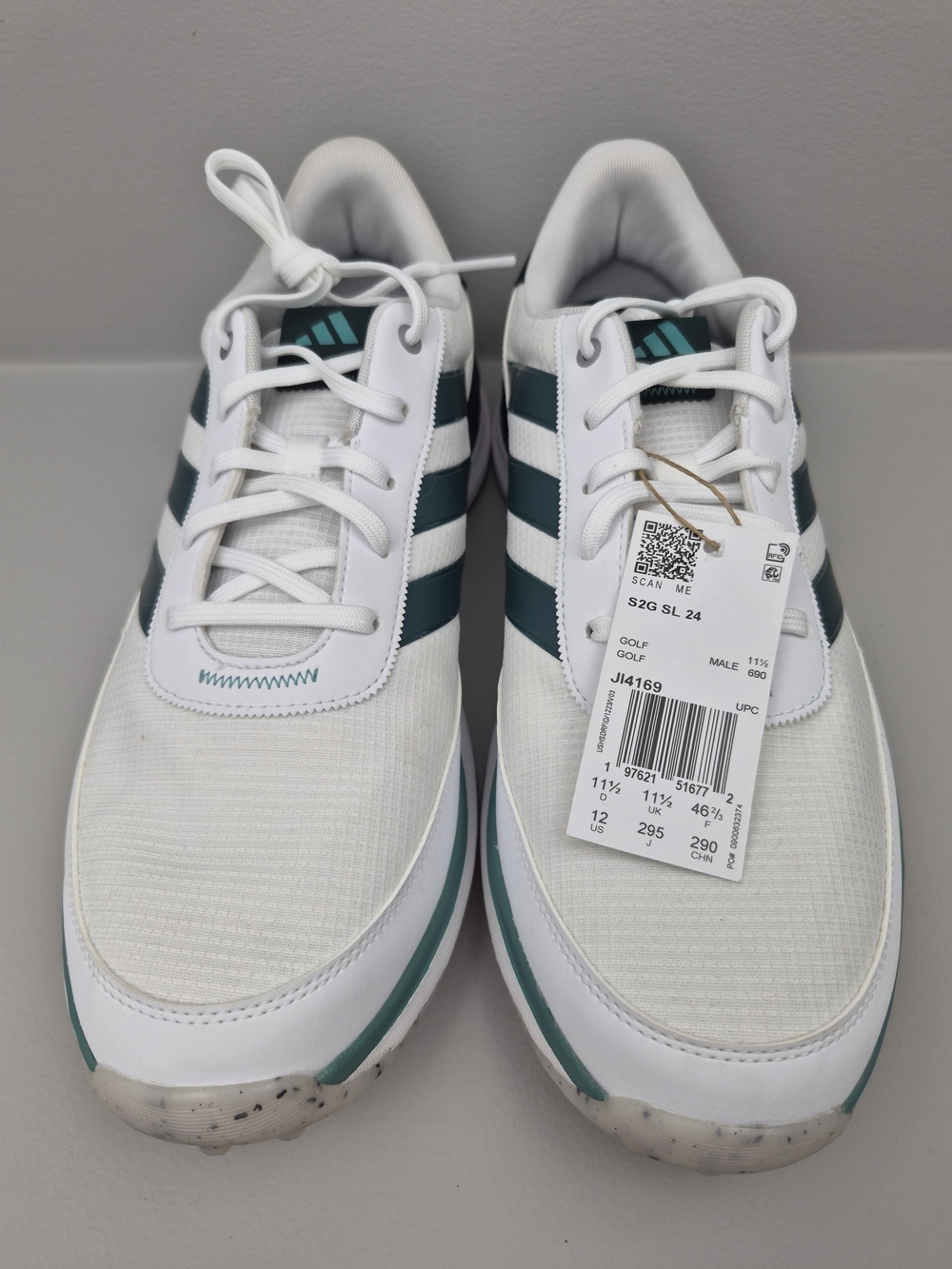 adidas S2G SL 24 Men's Spikeless Golf Shoes White/Green US 12 D JI4169 - Picture 2 of 11